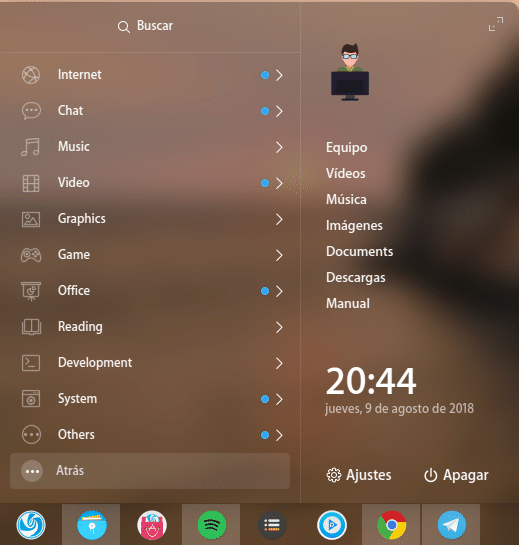 diseño nuevo menú Deepin 15.7