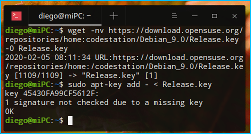 Conseguir llave de repositorio via terminal